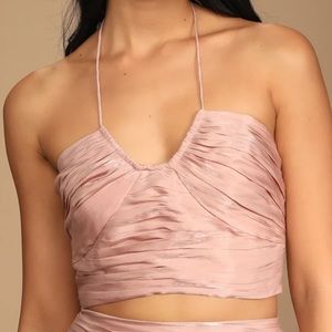 Lulu's Pink Ruched Halter Tank Top